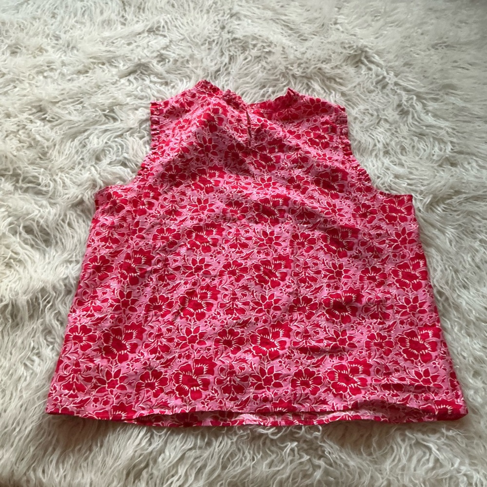 NWT J Crew Printed Linen-blend Ruffleneck Top‎ - Picture 4 of 4